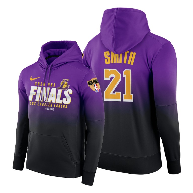 Men's Los Angeles Lakers J.R. Smith #21 NBA Finals Patch Pullover 2020 Weastern Conference Champions Playoffs Purple Black Basketball Hoodie XOU3283WS